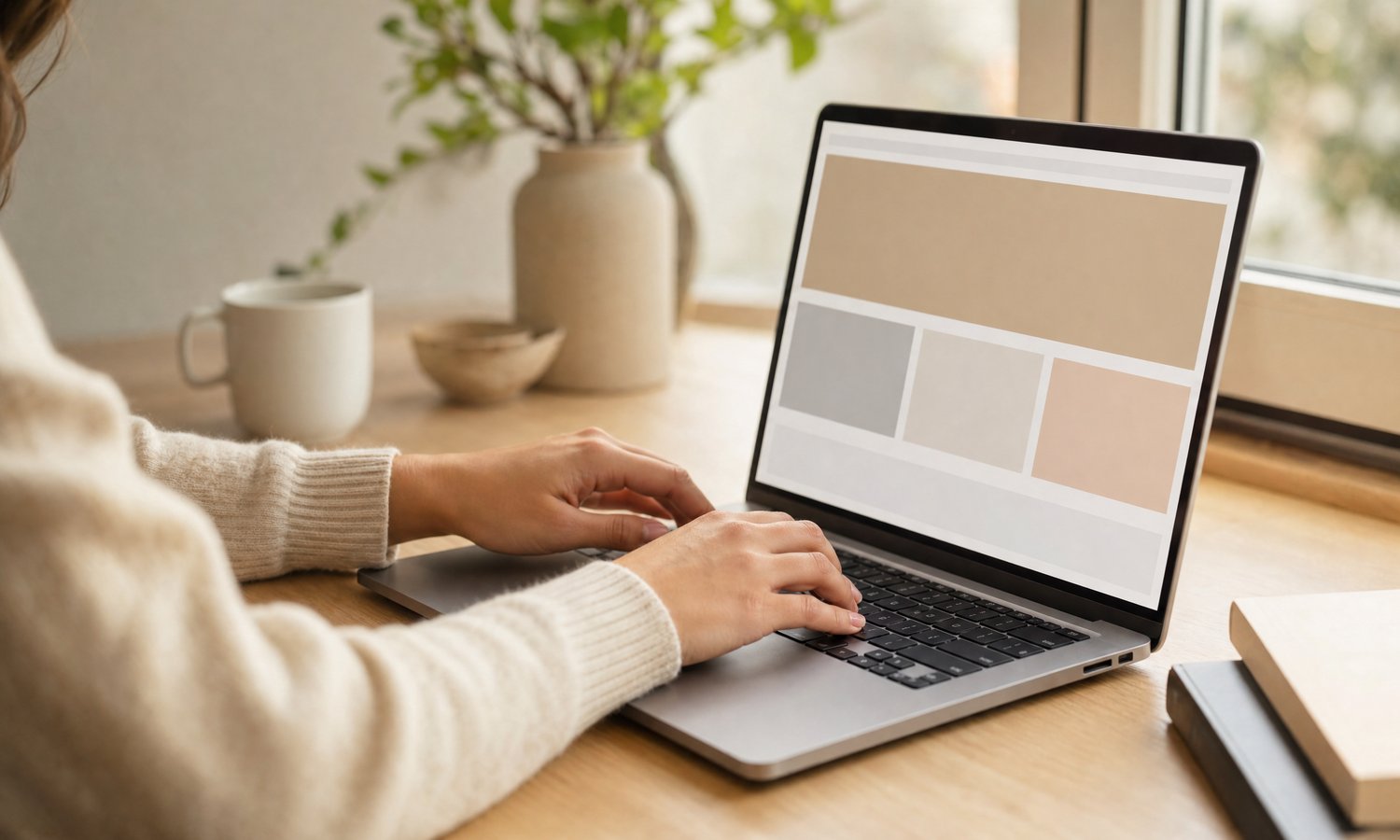 ノートPCでWebサイトを作る手元